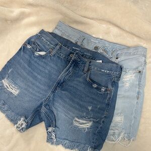 Two Pairs of Old Navy Women's Jean Shorts - Dark Blue and Light Blue